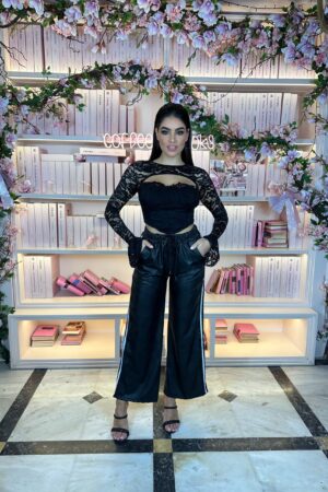 Casual Leather Like Black Pants