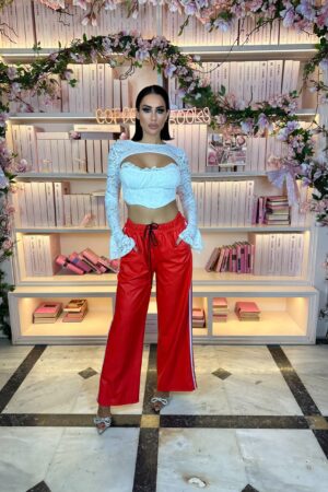 Casual Leather Like Red Pants