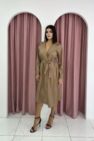 Oversized Belted Beige Coat