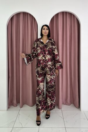 Two Piece Animal Print Pink Pattern Set