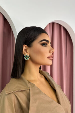 Green Crystal Flower Earrings