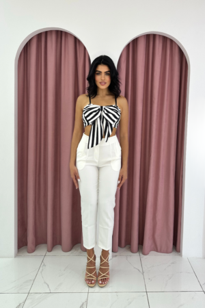 Blue Striped Crop Top/Μπλε Ριγέ Κοντό Μπλουζάκι