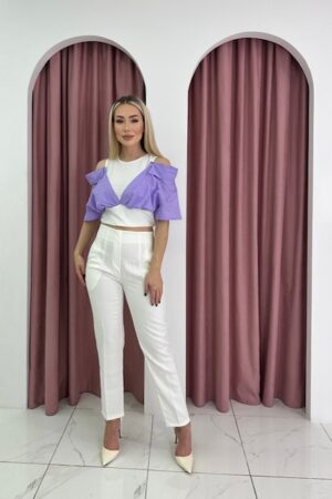 Off The Shoulder Purple Crop Top