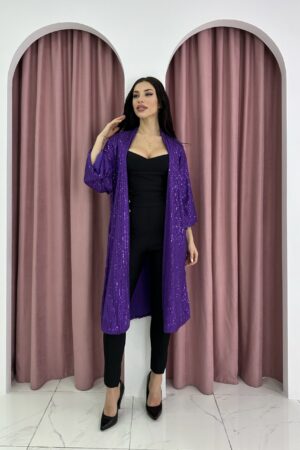 Sequin Purple Long Coat