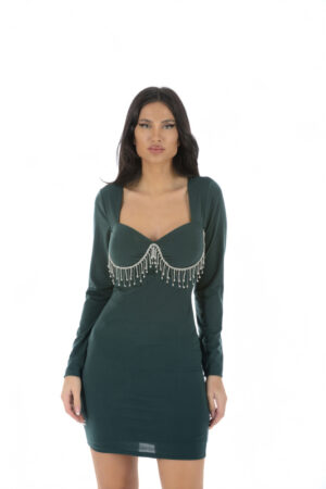 Longsleeve Fabric Green Dress