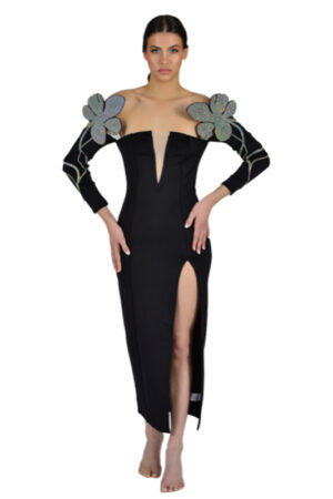Diamonate Black maxi bandage dress | Διαμαντέ μαύρο μάξι bandage φόρεμα