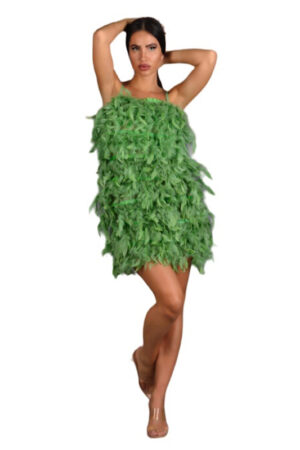 Feather Green Mini Dress