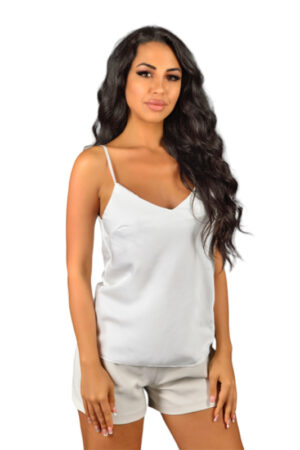 Sleeveless Satin White Top