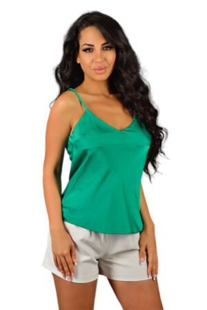 Sleeveless Satin Green Top | Αμάνικο Σατέν Τοπ Πράσινο