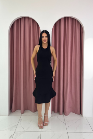 Halter Black Midi Bandage Dress | Halter Μαύρο Μίντι Φόρεμα Bandage