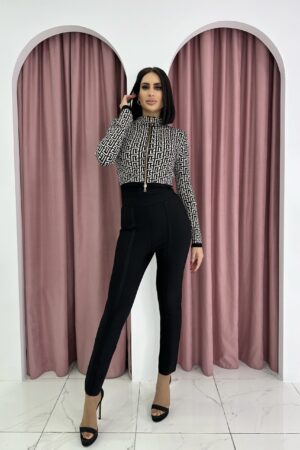 Long sleeve Bandage Black & White Jacket