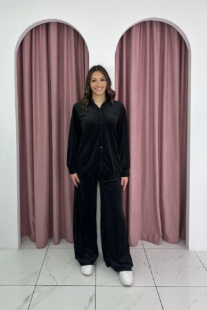 Casual Black Velvet Set