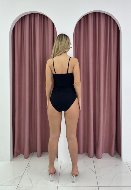 One Piece Flower Black Swimsuit - Image 2