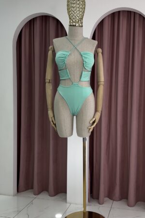 Hollow Out Mint Green Monokini