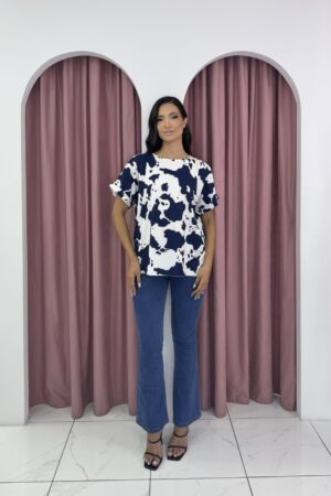Oversized Dark Blue Cow Print