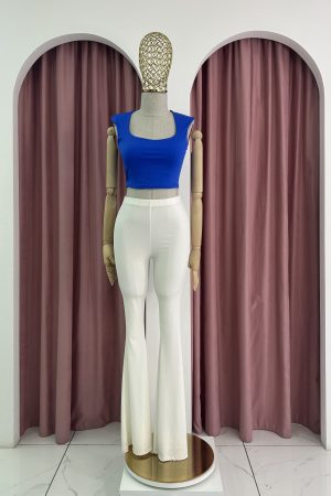 Short Sleeve Blue Crop Top