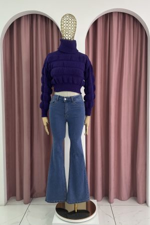 Purple Knitted Crop Top