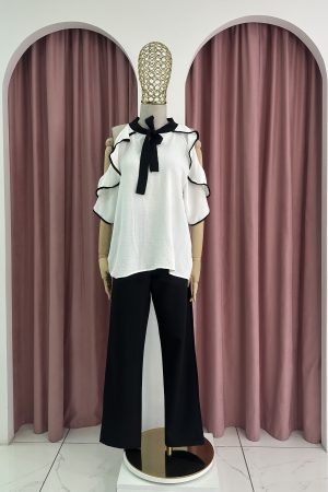 Ruffled Sleeves White Top