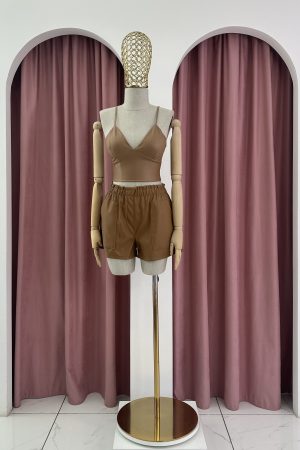 Leather Brown Shorts