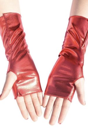 Short Red No Finger Gloves