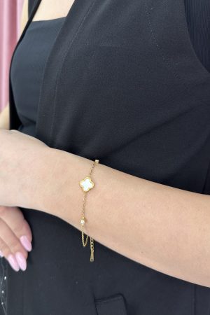 White Crosses Gold Bracelet