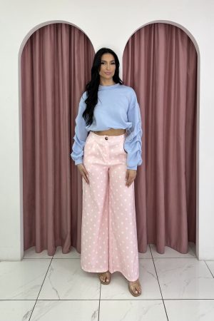 Wide Leg Polka Dot Pink Pants