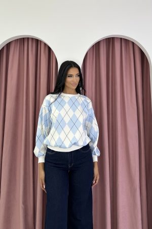 Long Sleeve College Blue Sweatshirt